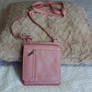 Pelle Rfid Travel compact rose Crossbody Bag